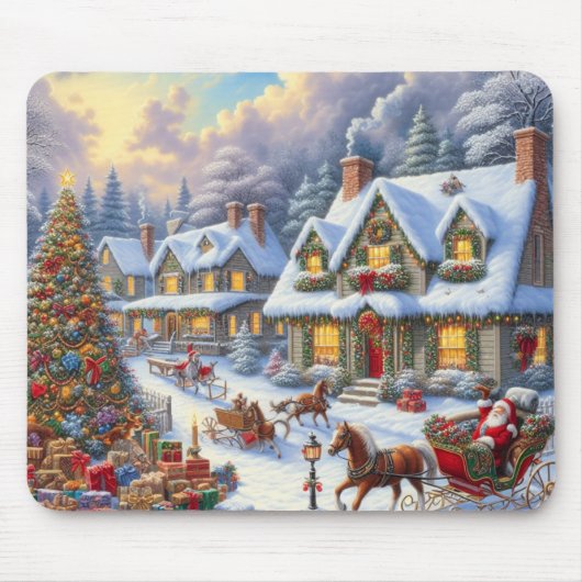 Betoverende kerst dorp scène muismat (Voorkant)