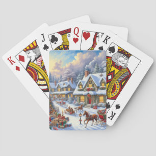 Betoverende kerst dorp scène pokerkaarten