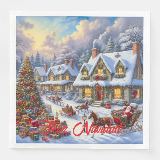 Betoverende kerst dorp scène servet (Voorkant)