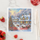 Betoverende kerst dorp scène servet (Insitu)