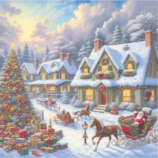 Betoverende kerst dorp scène sticker (Voorkant)