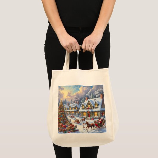 Betoverende kerst dorp scène tote bag (Voorkant (product))