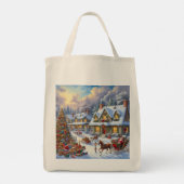 Betoverende kerst dorp scène tote bag (Achterkant)