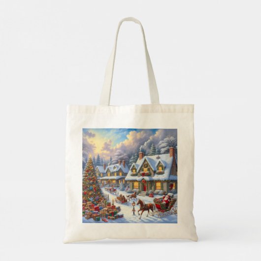 Betoverende kerst dorp scène tote bag (Achterkant)
