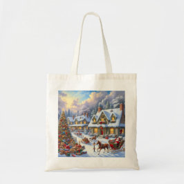 Betoverende kerst dorp scène tote bag