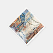 Betoverende kerst steegje grillige straat servet (Hoek)