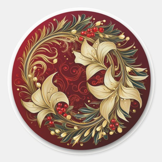 Betoverende kerstbotanicals ronde sticker (Voorkant)