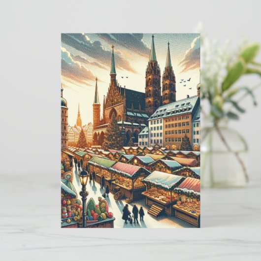 Betoverende Kerstmarkt Neurenberg Ansichtkaart Feestdagenkaart (Staand voorkant)