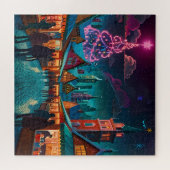 Betoverende kerstmarkt stad Winter Wonderland Legpuzzel (Horizontaal)