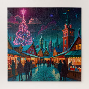 Betoverende kerstmarkt stad Winter Wonderland Legpuzzel