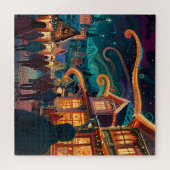 Betoverende kerstmarkt stad Winter Wonderland Legpuzzel (Horizontaal)