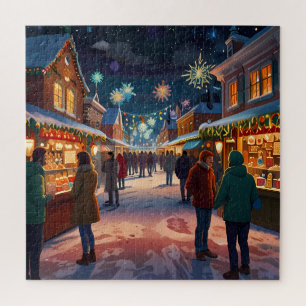 Betoverende kerstmarkt stad Winter Wonderland Legpuzzel