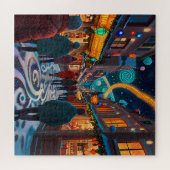 Betoverende kerstmarkt stad Winter Wonderland Legpuzzel (Horizontaal)