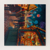 Betoverende kerstmarkt stad Winter Wonderland Legpuzzel (Horizontaal)