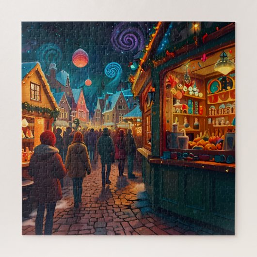 Betoverende kerstmarkt stad Winter Wonderland Legpuzzel (Verticaal)