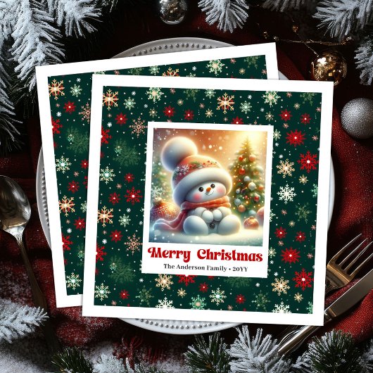 Betoverende Kerstsneeuwman Servetten Persoonlijk