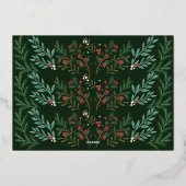 betoverende klassieke botanische smaragd 1 foto ge folie feestdagenkaart (Achterkant)