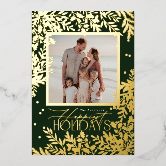 Betoverende klassieke elegantie kerstvakantie folie feestdagenkaart (Voorkant)