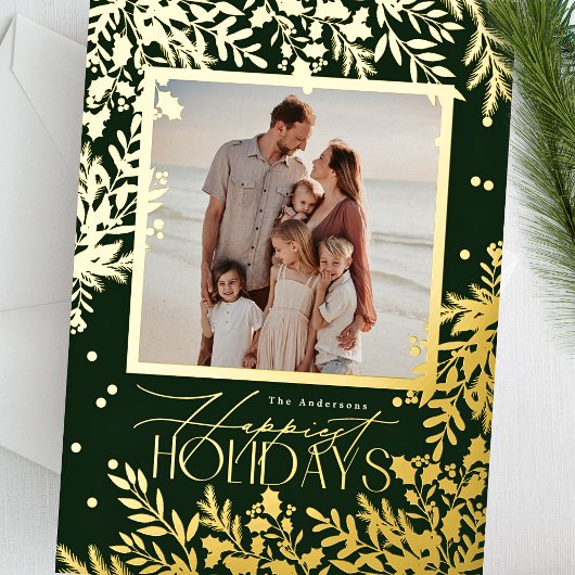 Betoverende klassieke elegantie kerstvakantie folie feestdagenkaart