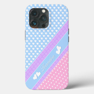 Betoverende kleuren, strepen en harten, aangepaste iPhone 13 pro hoesje