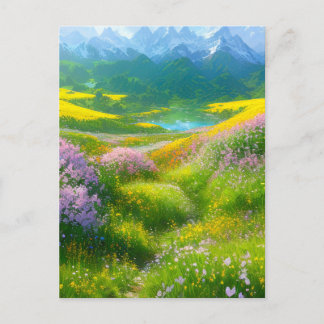 Betoverende kleuren van een weide in de vallei briefkaart