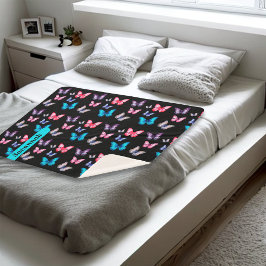 Betoverende kleurrijke vlinders personaliseren naa sherpa deken