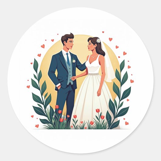 Betoverende koppels bruiloft Sticker (Voorkant)