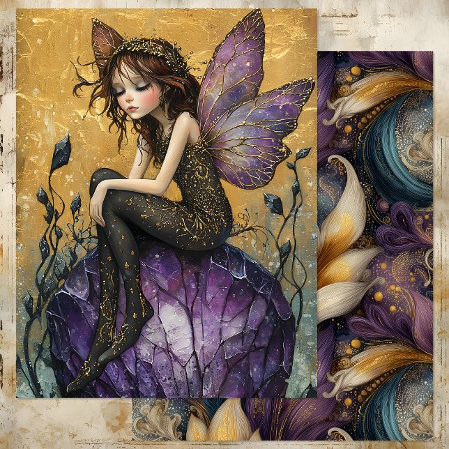 BETOVERENDE KRISTALLEN FEE IN PAARS EN GOUD (ENCHANTING CRYSTAL FAIRY IN PURPLE AND GOLD)