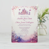 Betoverende Lavendel Renaissance Kasteel Bruiloft Kaart (Staand voorkant)