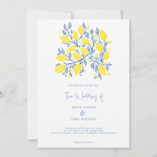 Betoverende Lemon Vine Bruiloft Uitnodiging (Voorkant)