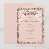 Betoverende linten en Rozen Roze Baby shower Kaart (Voorkant / Achterkant)