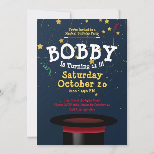 Betoverende Magic Show Kinderen Verjaardag Sjabloo Kaart (Voorkant)