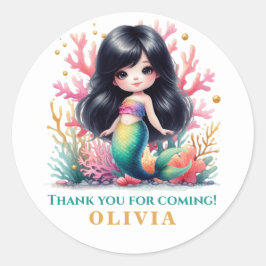 Betoverende magische zeemeermin verjaardag Dank u Ronde Sticker