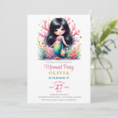 Betoverende magische zeemeermin verjaardagsfeestje kaart (Staand voorkant)