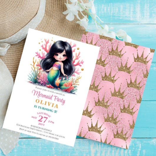 Betoverende magische zeemeermin verjaardagsfeestje kaart