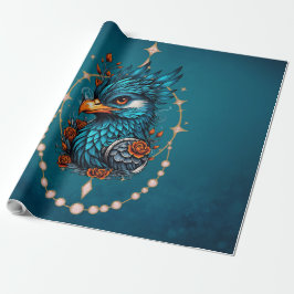 Betoverende majestueuze blauwe vogel. cadeaupapier