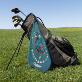 Betoverende majestueuze blauwe vogel. golfhanddoek