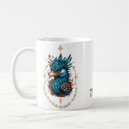 Betoverende majestueuze blauwe vogel. koffiemok