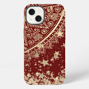 Betoverende Mandala met Gouden Sterren op Rood     iPhone 13 Hoesje