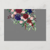 Betoverende Marsala Navy Blauw Roze Bruiloft Uitnodiging Briefkaart (Achterkant)