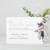 Betoverende Marsala Navy Blauwe Roze Bruiloft Bedankkaart (Staand voorkant)