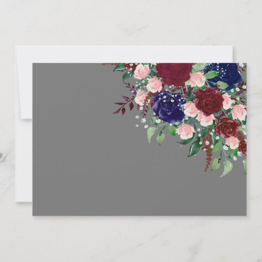 Betoverende Marsala Navy Blauwe Roze Bruiloft Bedankkaart (Achterkant)