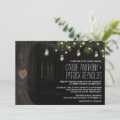 Betoverende Mason Jar Eikenboom Trouw Uitnodiginge Kaart (Staand voorkant)