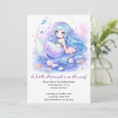 Betoverende Mermaid Waterverf Baby shower Kaart (Staand voorkant)
