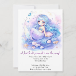 Betoverende Mermaid Waterverf Baby shower Kaart