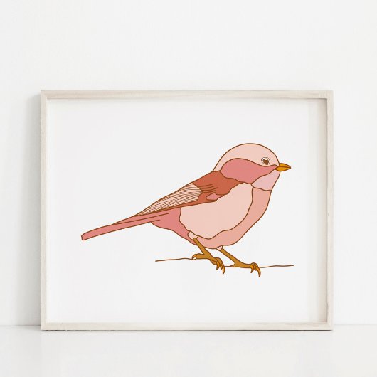 Betoverende met de hand getekende vogelkunst poster