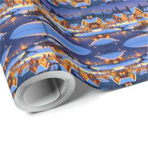 Betoverende met sneeuw bedekte dorp Winter Wonderl Cadeaupapier