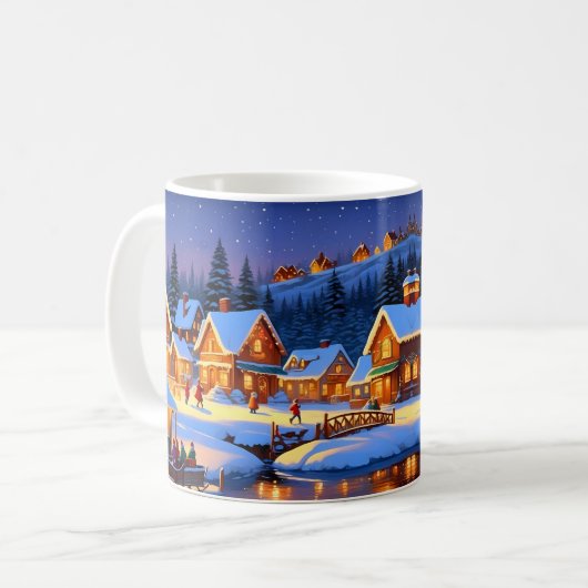 Betoverende met sneeuw bedekte dorp Winter Wonderl Koffiemok (Voorkant links)