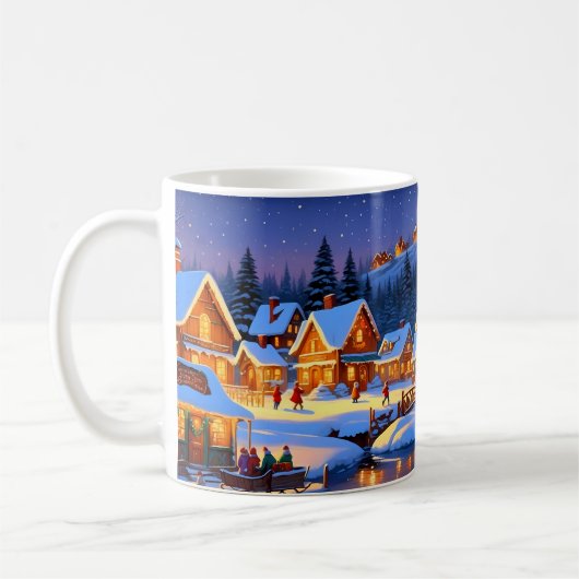 Betoverende met sneeuw bedekte dorp Winter Wonderl Koffiemok (Links)