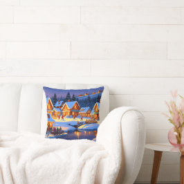 Betoverende met sneeuw bedekte dorp Winter Wonderl Kussen